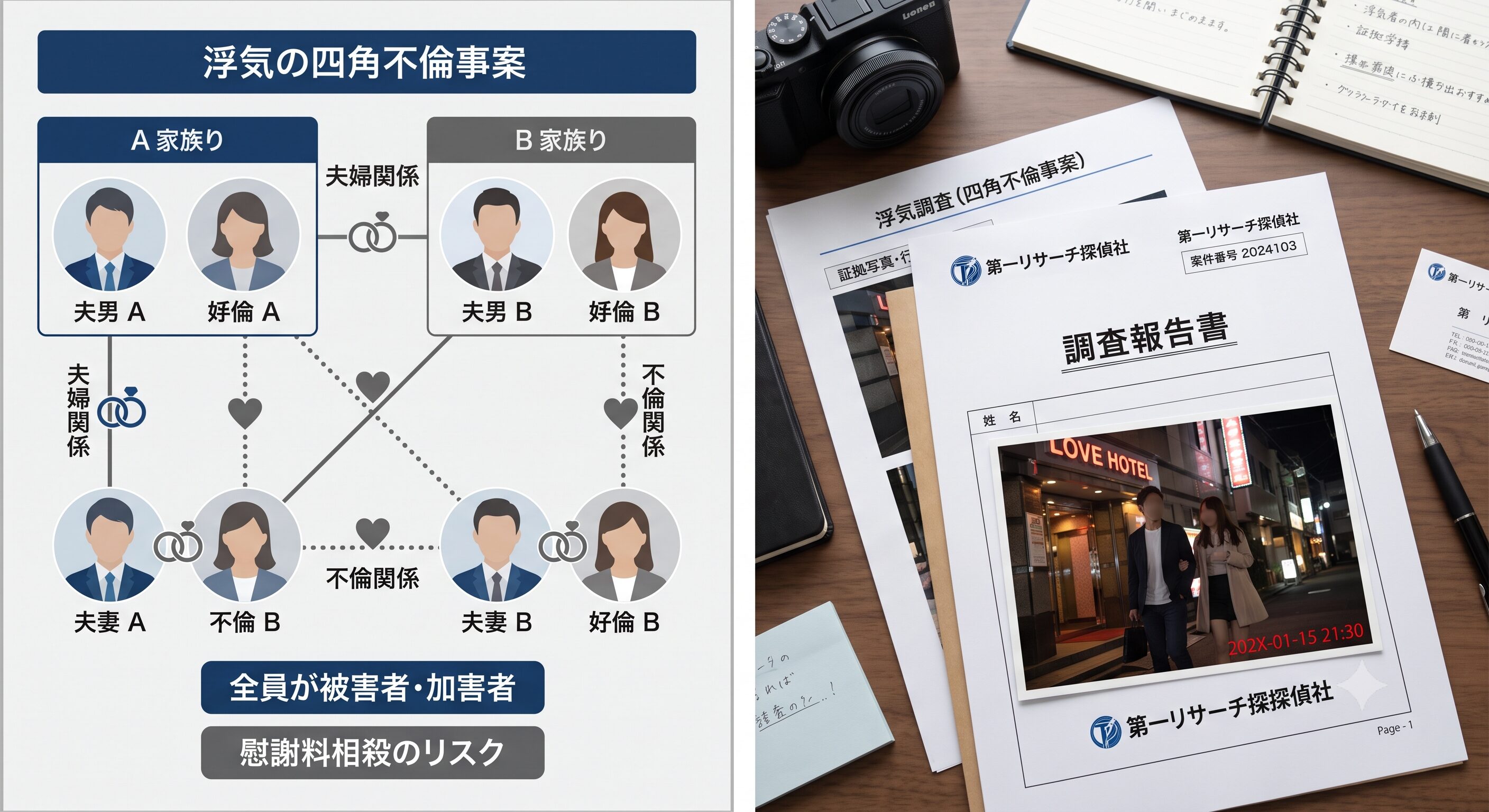 四角不倫の相関図
