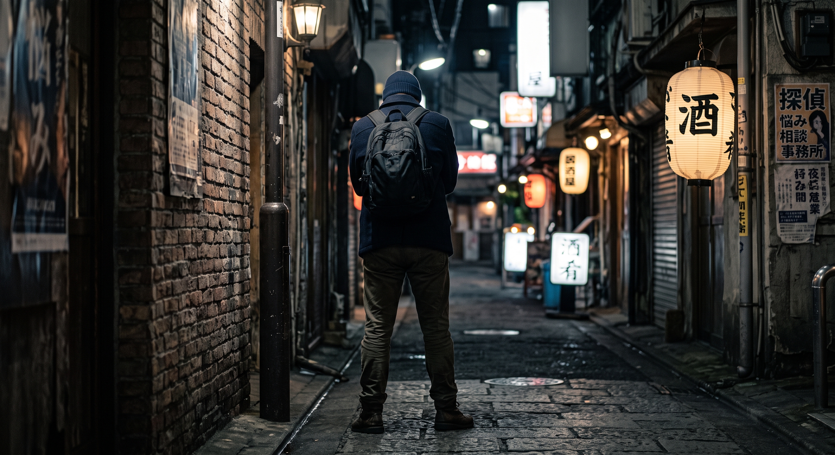 妻の浮気を疑い、一人で思い悩む男性の後ろ姿