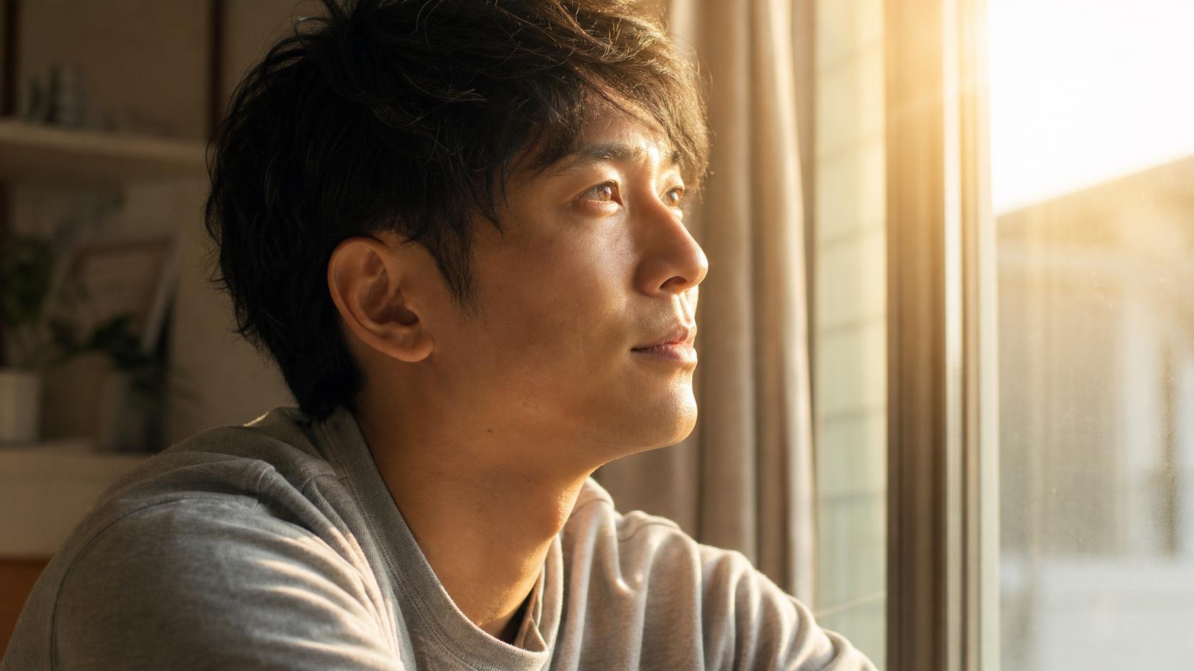 探偵への相談を決意し、明るい未来へ向けて前を向く男性