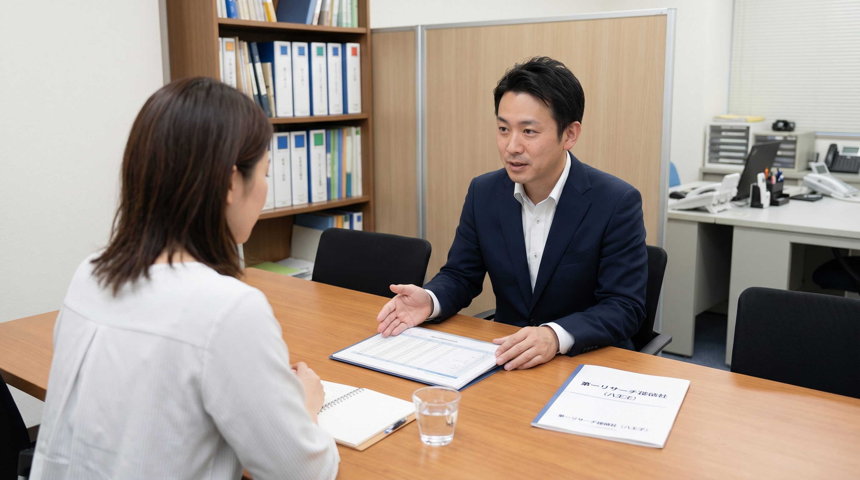 探偵の男性が説明している様子